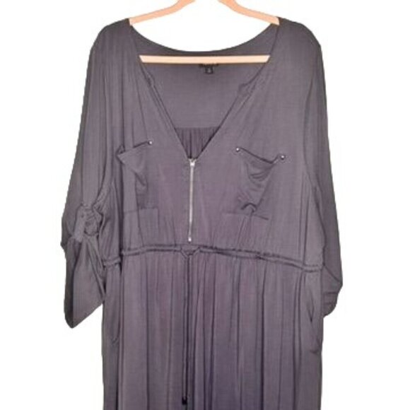 Torrid Size 4 Modal Blend Gray Zip-Front V-Neck Dress With Pockets - Picture 3 of 12